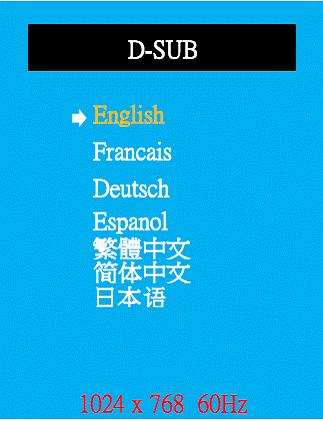 3.2.9 OSD Adjustment - Language Submenu Chapter 3 Touchscreen