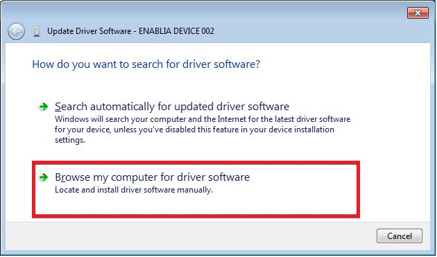 17. In the Update Driver Software Window, click Browse my computer for driver