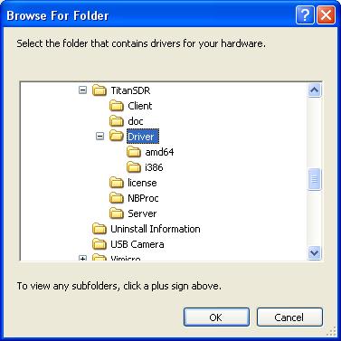 Click Browse and navigate to the folder containing the TitanSDR driver