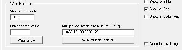 multiple Holding registers Fig.3. Read/Write modbus registers Window is pretty self-explainable. Will do a note only on multiple write register option.
