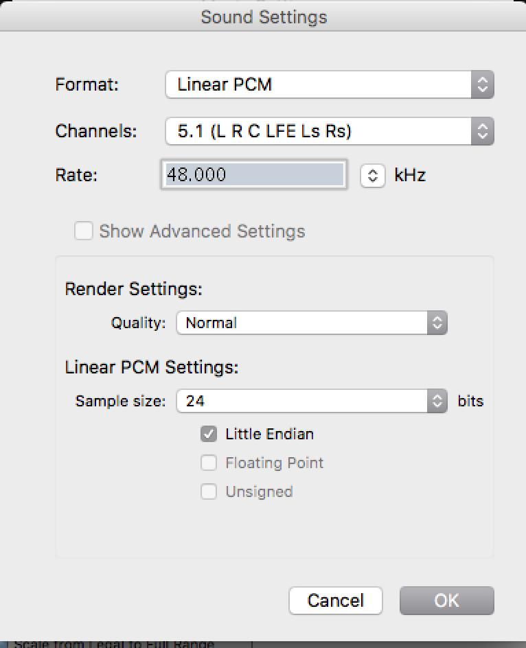 Click on Sound Settings Change to the following Audio Format: Linear PCM