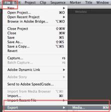 Click on the Sequence to export and choose >File>Export>Media or