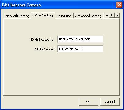E-Mail Setting E-Mail Account This camera supports Snap Shot