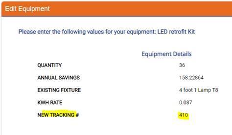 Below is the same applcaiton where LED RETROFIT KIT and NEW LED FIXTURE are listed.