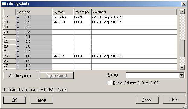 2.3 Assign Symbols Assign the symbols STO, SS1 and SLS to the failsafe inputs and outputs of the PROFIsafe module.