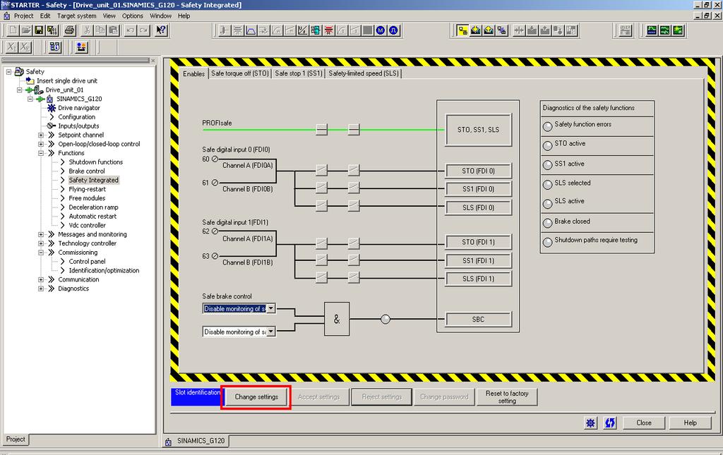 3.3.2 PROFIsafe Settings Activate the PROFIsafe communication under "Functions > Safety Integrated".