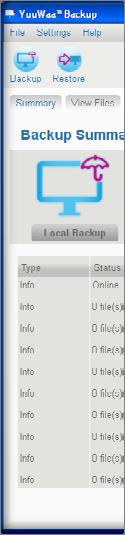 YuuWaa BACKUP INTERFACE Managing Your Files The main YuuWaa Backup interface allows you to