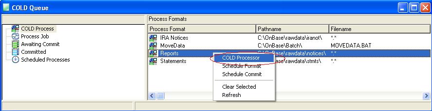 This is the same location identified in the COLD process configuration. After data has been downloaded, login to the OnBase client on the designated COLD processing workstation.