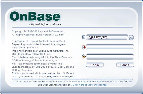 Starting the OnBase Client Double click on the OnBase icon to open the program.