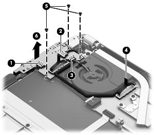6. Remove the USB/Audio board (6).