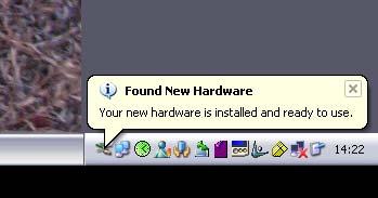 5. After the installation is completed Windows should indicate that the new hardware is ready to
