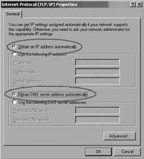 Select the options Obtain an IP address automatically (Obtain an IP address automatically) and Obtain DNS server address automatically (Obtain DNS server