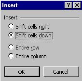 Excel 2000: Worksheets Task A-2: Inserting a range of cells 1. Select cell C11 What range does this formula sum? C6:C9 2. Select the range B8:G8 3.