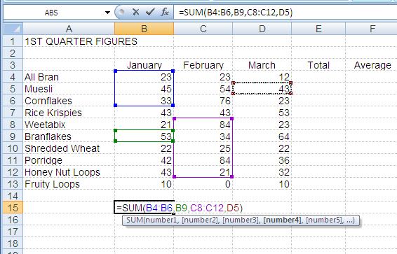 Excel automatically guesses the range of cell references that you wish to sum (these can be amended if necessary). 4.