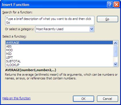 Using the Formulas Tab If you know the name of a function, you can simply type it in together with the argument or range of cells you want to apply it to.