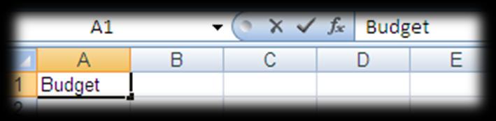 Entering Data To enter data in a cell, first select the cell in which you want to enter it and then type the data. As you type, the information appears in the formula bar and in the current cell.