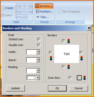 There are eight table buttons for selecting, inserting, and deleting rows and columns.
