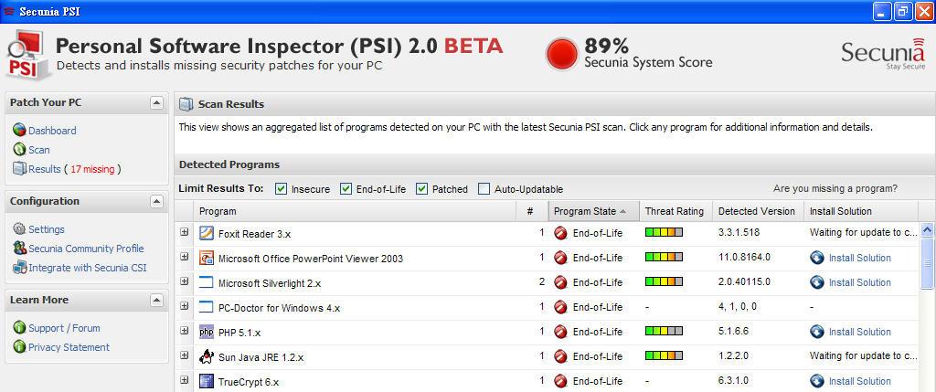 Apply security patches Vendor's OS and application update checking features Secunia -