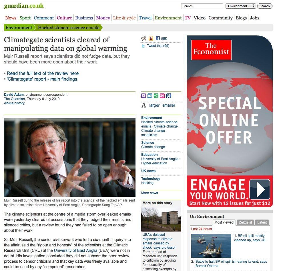 Importance of data management The climate scientists at the centre of a media storm over leaked emails were yesterday cleared of