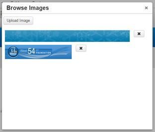 browsing for uploaded images: To Upload a new image, click on the Upload Image button, and select the image to upload.