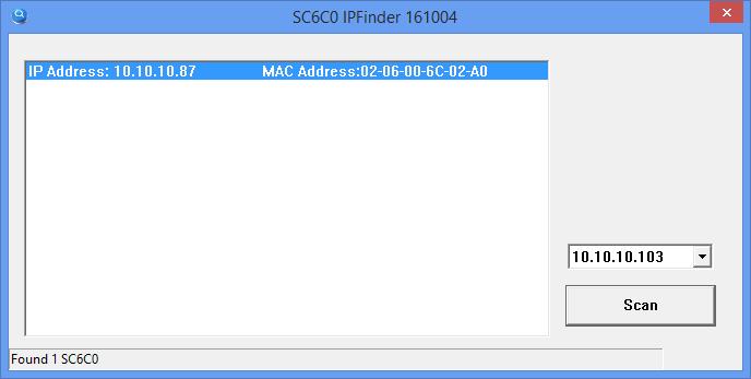 WEB UI IP FINDER In the beginning, user can execute IP Finder to find SC6C0N1 Mini, please make sure host (PC) and target