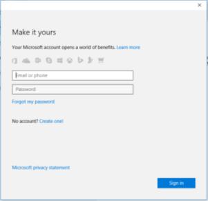 To login to the Microsoft account you need to go to the settings> Accounts In Accounts you will have option as Sign in