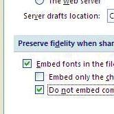 Check Embed fonts in the file Click on OK and save as usual. H.