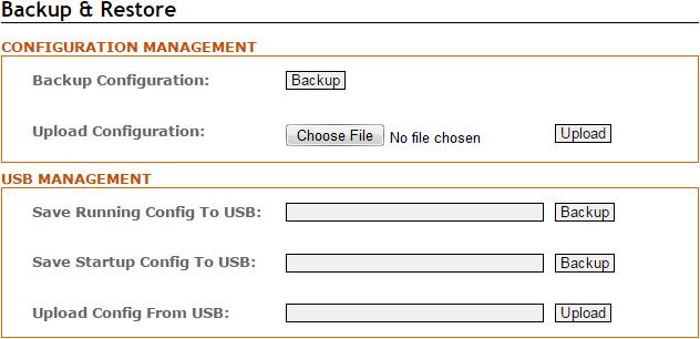 Configuration Overview Users are able to save all the d settings that are backed-up and stored in a PC, server, or USB through the built-in USB port in the Configuration section.