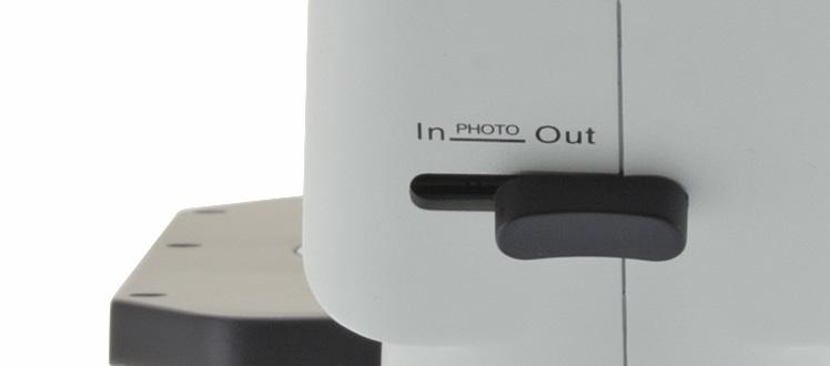 MICROPHOTOGRAPHY Installing the photography adapter 1. To activate the video port, pull the light path selector lever to In position. (Fig.27) 2.
