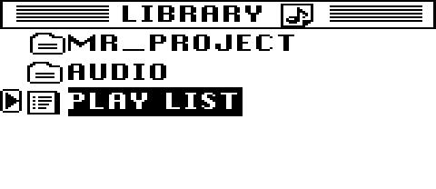 MR Project: This library contains projects recorded on the MR-2000S. Audio: This folder contains audio files recorded on a device other than the MR-2000S. Play List: This is the play list ( p.25). 2.