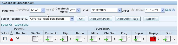 Discprepancy Management ACTIVE DISCREPANCIES ON A WHITE ecrf PAGE On the casebook screen you open a white ecrf page (e.g. VIS SCR).
