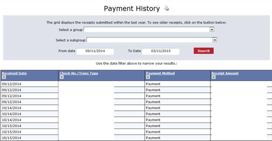Select Group Payment Information If you chose Select Group Payment Information: 1. Use the Select a group dropdown to select your group. 2.