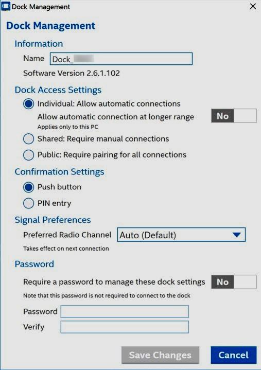 102 or newer Dock Access Settings Individual - Connect automatically Shared - Manually
