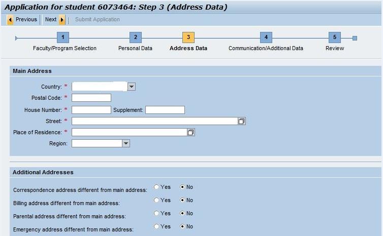 Step 3: Address Data After filling out all details please