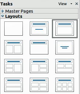 Figure 15: Available slide layouts The first slide in a presentation is normally a title slide.