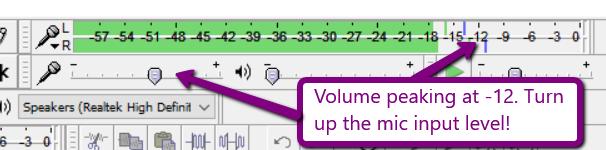 You want to record at the highest volume possible, without going into the orange/red (which would mean that your recording is clipping).