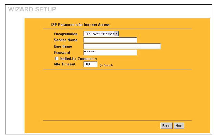 12 PPPoE Encapsulation - Continued PPoE Wizard Setup Screen The following table describes the labels in this screen.