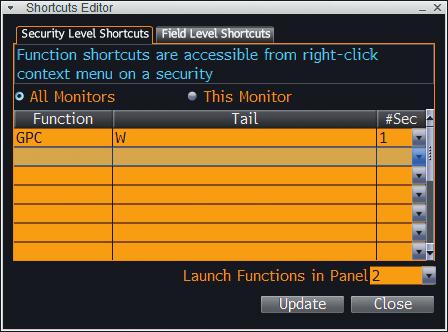ADDING FUNCTION SHORTCUTS Right-mouse click on the Monitor to access the menu shown below and select Edit Function Shortcuts.