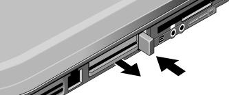 Add-On Devices Removing a PC Card ÄCAUTION: Before removing a PC Card, you must use the Eject Hardware or Safely Remove Hardware icon in the taskbar, or shut down the notebook.