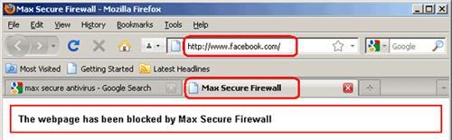19 Figure 11 Blocked by Max Secure Firewall Browser Edit: By using this button provided at Network Monitor user can edit the already added Network Monitor Rules by selecting the rule from User added