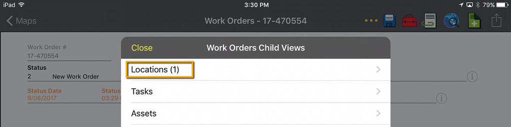 At this point the work order can be filled in (and category can be changed, if desired).