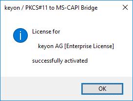 After clicking Activate, the licensee and license type is shown if the license is validated successfully Checking