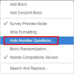 Auto Number Questions 1. Click the Advanced Options dropdown. 2.