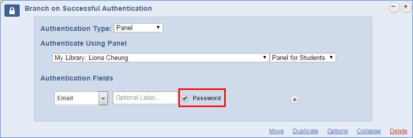 8. (Optional) Check the Password checkbox, so that when user enters the required