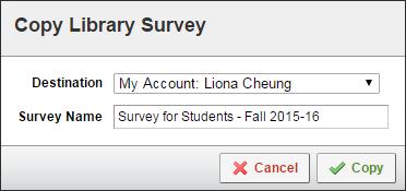 To make a survey from a template, click the Copy