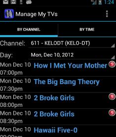 ManageMyTVs App - Andriod Program Guide 1. To view the program Guide data for any given channel and date, select the Program Guide button from the ManageMyTVs Side Navigation. 2.