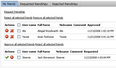 Friends > My friends Displays information about user friends. Design Tabs css class: CSS class used for the tabs.