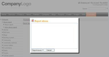 Abuse report > In-line abuse report Contains link which opens Abuse Report web part.