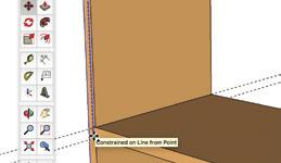 Use the Tape Measure tool to place guidelines parallel to the axis lines to define the length and width of a bookcase side, say, or the cross-section of