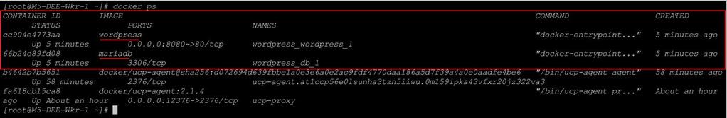 Figure 14 shows the WordPress application webpage accessed with the UCP Worker node IP address with the specified port number appended to it. Figure 13.